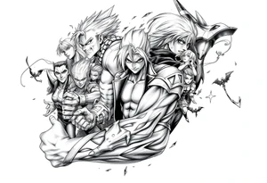 12 or more anime characters in their powerful form... More abstract tattoo idea