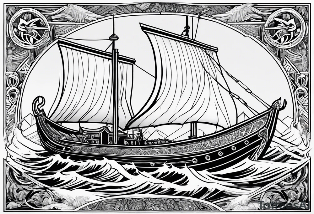 Valhalla viking boat dragon tattoo idea