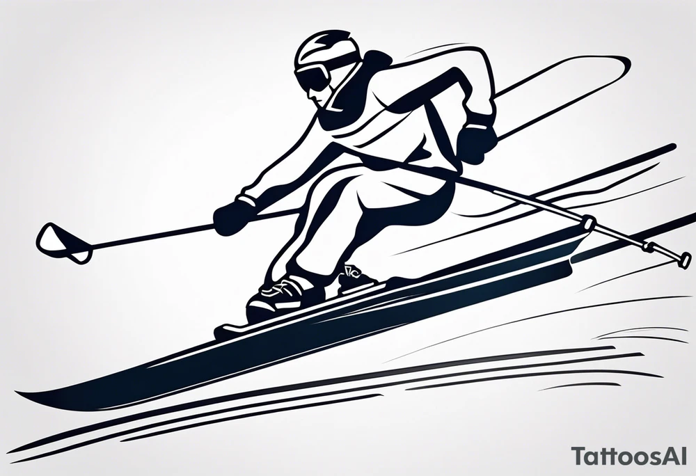 Skier in motion, single line tattoo idea
