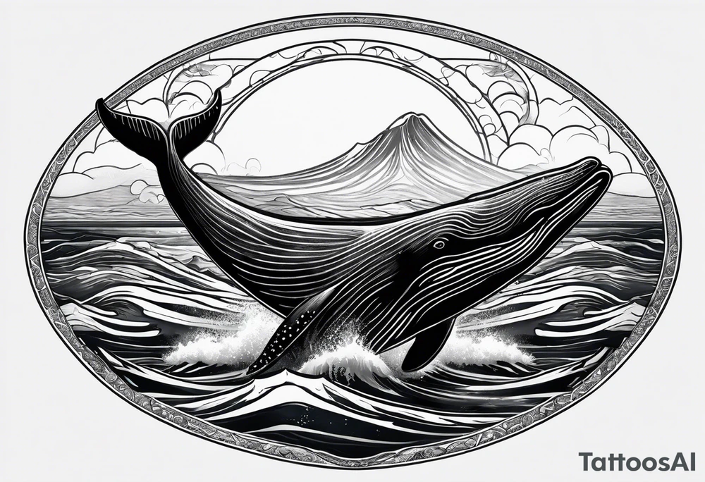 Humpback whale tail sticking out of ocean tattoo idea Humpback whale tail sticking out of ocean tattoo idea