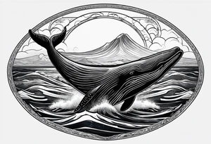 Humpback whale tail sticking out of ocean tattoo idea