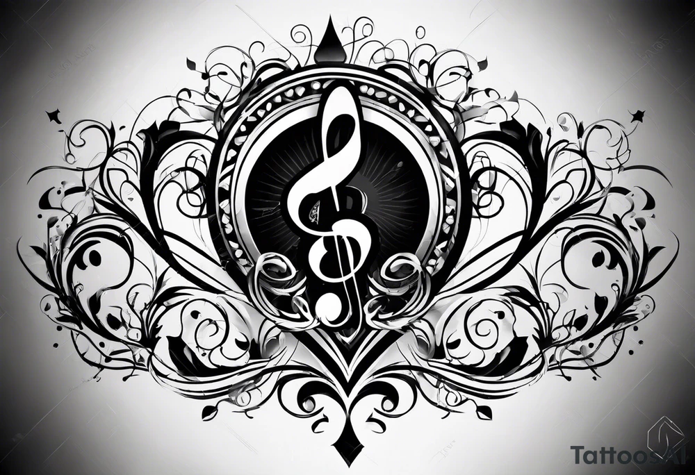 Music love infinity heartbeat tattoo idea