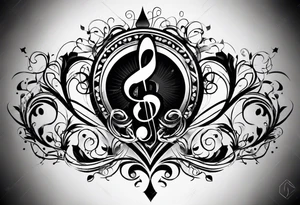 Music love infinity heartbeat tattoo idea