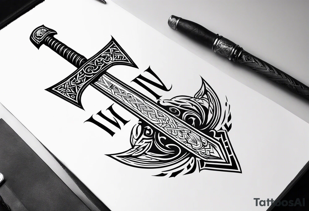 Valhalla sword viking hatchet tattoo idea