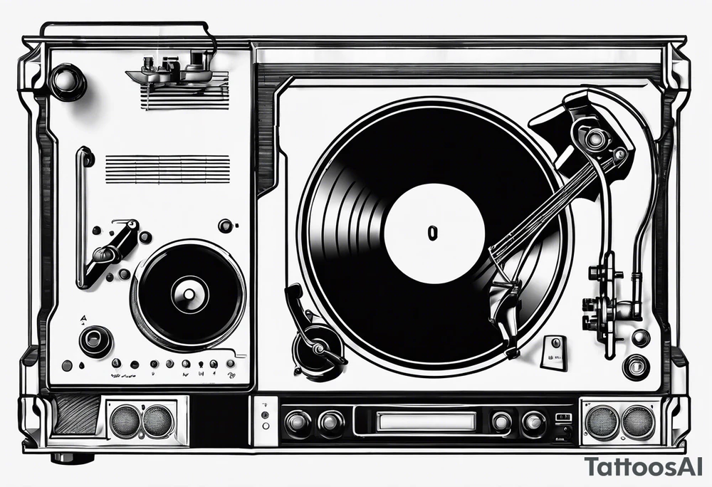 Recordplayer finline art minimalistic tattoo idea