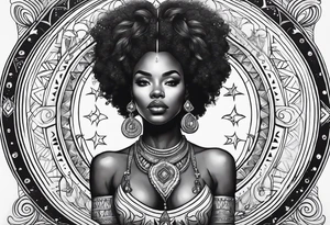 Powerful, black women, astrology, spiritual tattoo idea