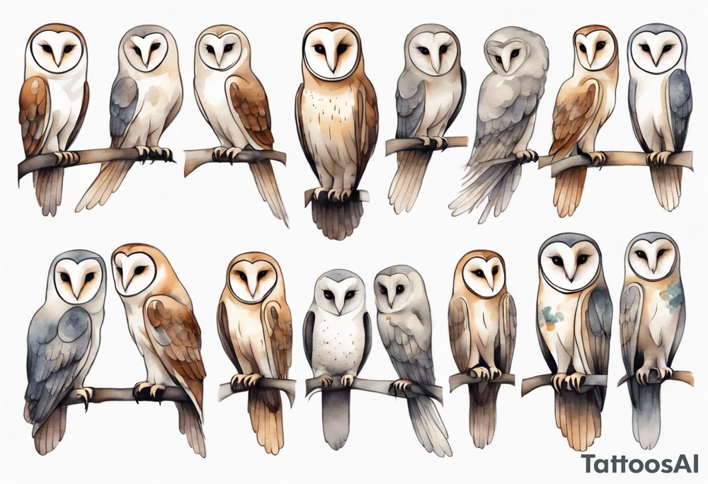 a barn owl with long legs wearing grey leggings tattoo idea