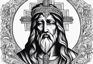 God with a cross also remembering a loved one tattoo idea