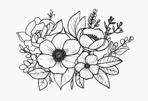 November birth flower and July birth flower in a bouquet small tattoo idea
