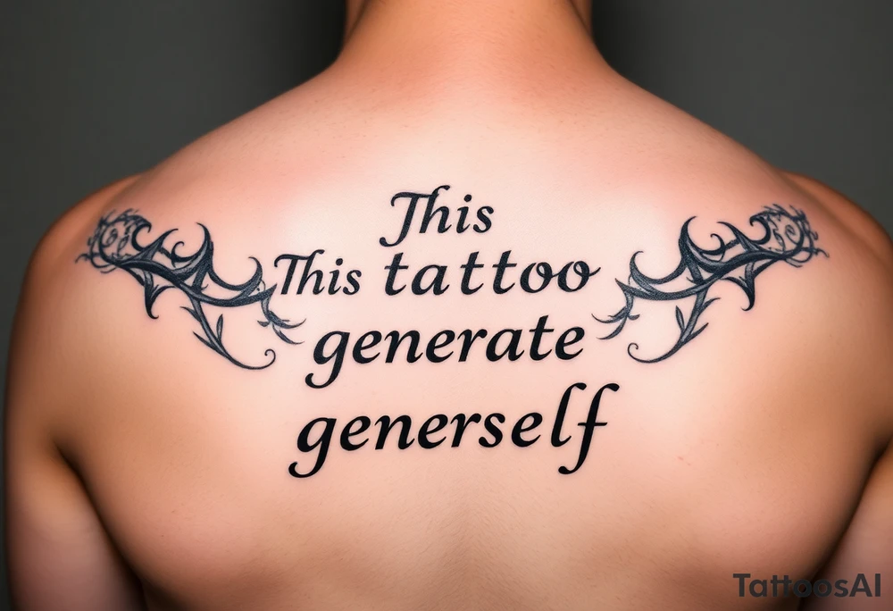 A recursive tattoo design with the text: 'This tattoo generates itself' tattoo idea