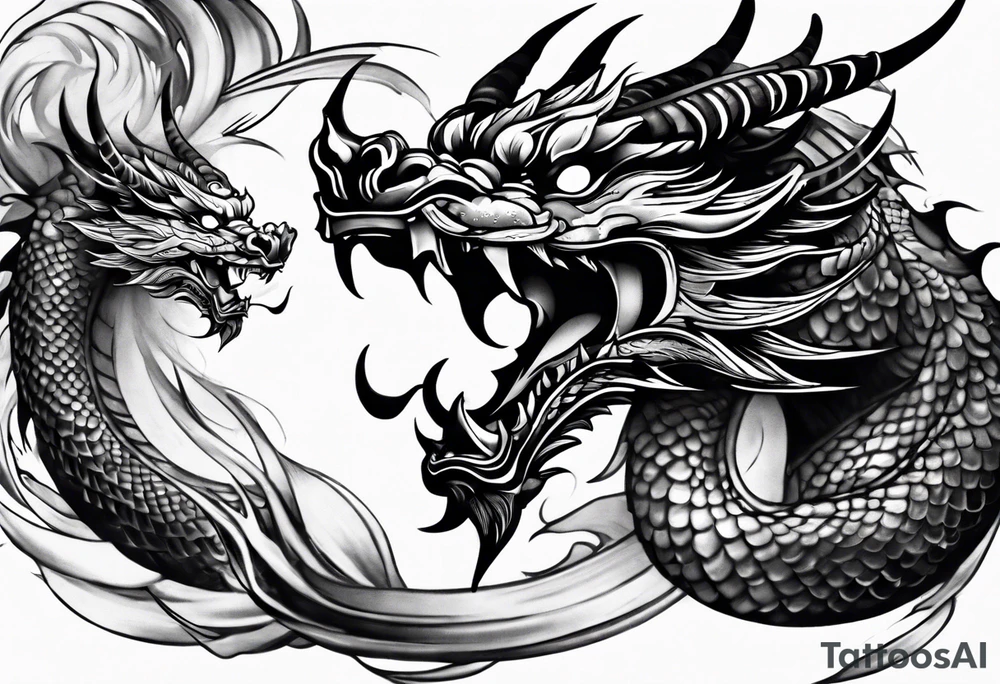 dragon mask fire tattoo idea