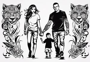 Tattoo with dad and kids, a boy and a girl tattoo idea
