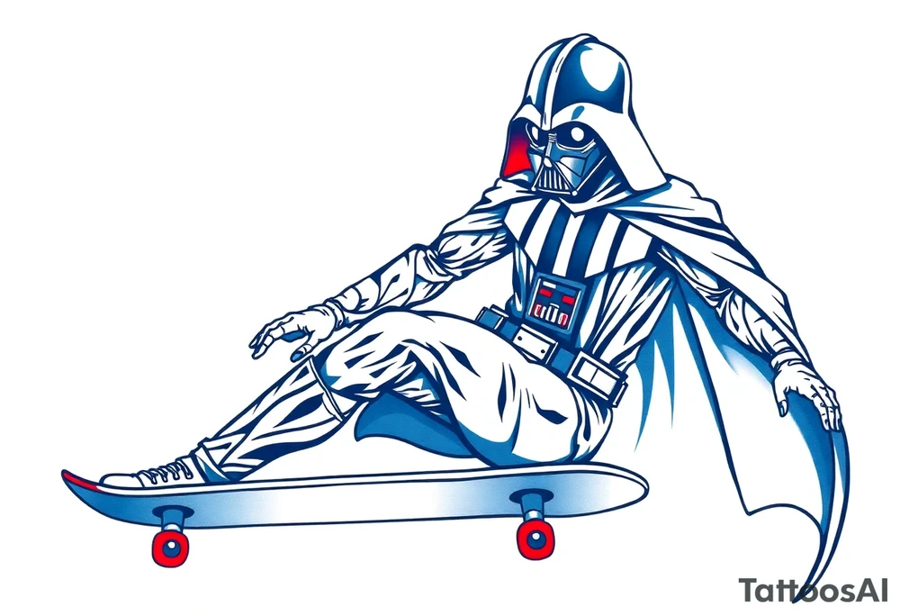 Darth Vader skateboarding >
blue & red tattoo idea
