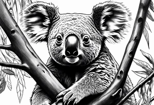 koala in a forest tattoo idea