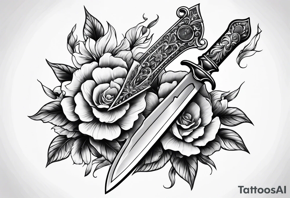 Dagger with hourglass handle and flower blade tattoo idea Dagger with hourglass handle and flower blade tattoo idea