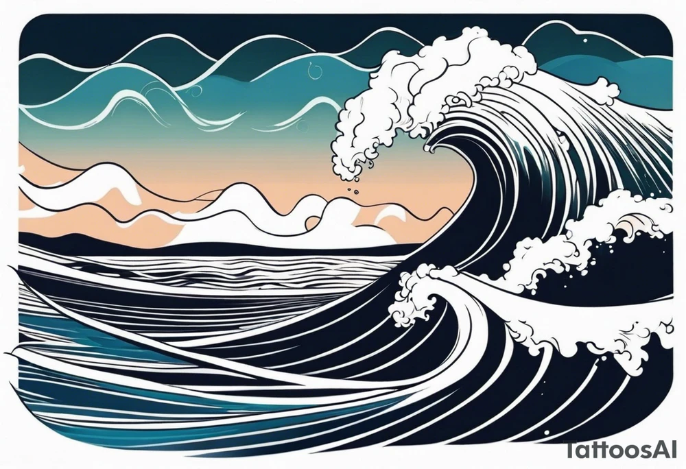 waves in ocean tattoo idea