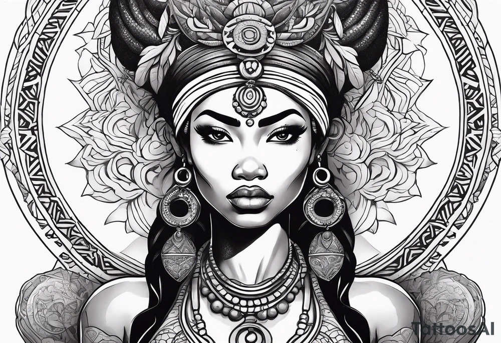 African goddess Japanese traditional style tattoo tattoo idea