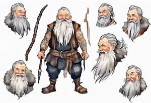 a large Norse man with a grey beard, smiling tattoo idea