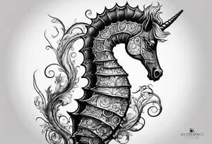 Seahorse side profile big evil tattoo idea
