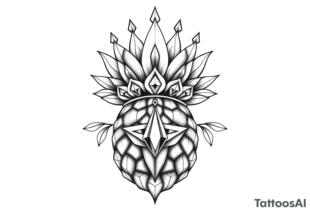 Majestic crown pineapple with 
vagina, anus ,diamonds tattoo idea