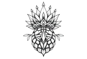 Majestic crown pineapple with 
vagina, anus ,diamonds tattoo idea