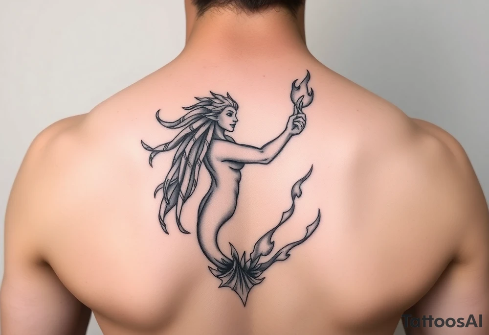 Aquarius the water bearer extinguishing flames tattoo idea
