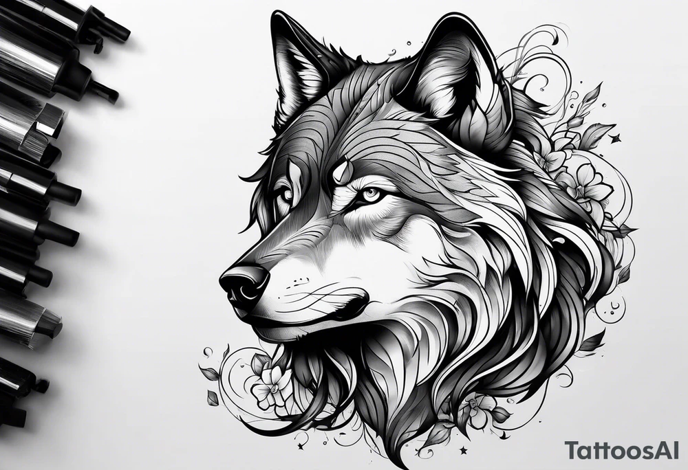 Wolf out of woman tattoo idea