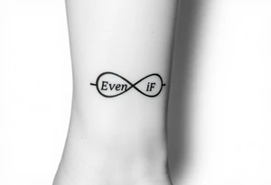 romantic infinity symbol with words "EVEN IF" tattoo idea