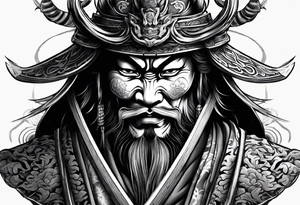 Samurai wearing an oni mask tattoo idea