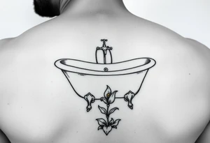 clawfoot bathtub with faucet and lily coming up out the floor tattoo idea