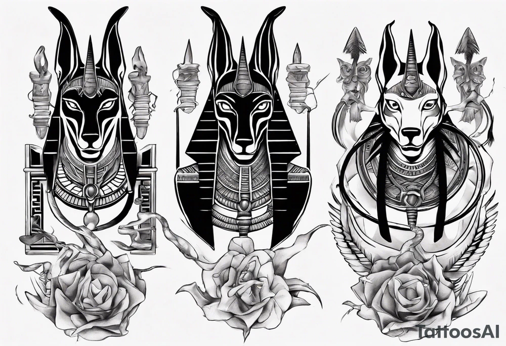 Egyptian god Anubis with snakes tattoo idea