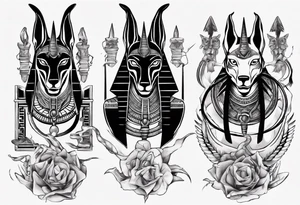 Egyptian god Anubis with snakes tattoo idea
