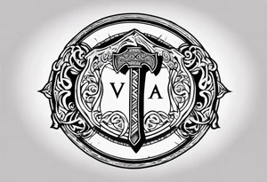 Valhalla round shield 
 cloud axe tattoo idea