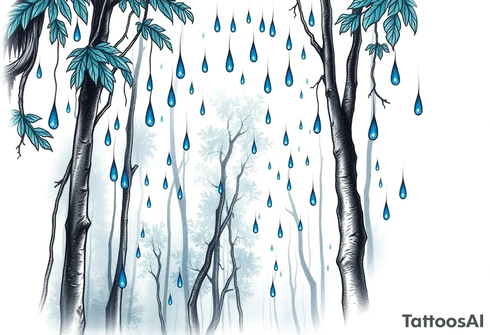 rain forest background
blue rain drops tattoo idea