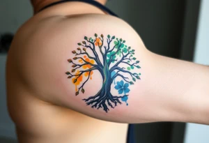 Tree of life half Jamaican colours half Irish colours tattoo idea