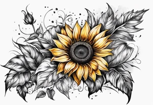 Sunflower leg sleeve tattoo idea