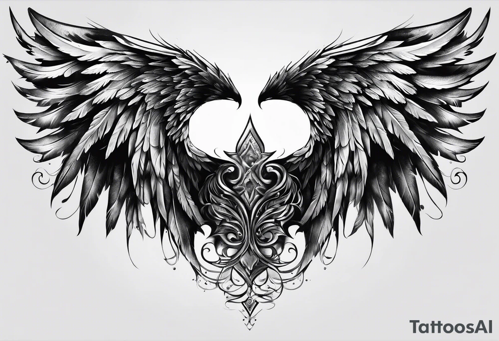 Dark half angel wing tattoo idea