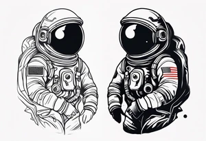 an astronaut in rock painting style tattoo idea