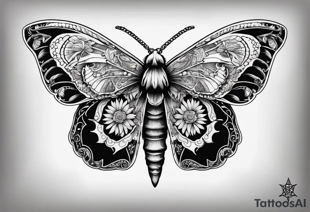 death moth with Wicca aesthetic tattoo idea