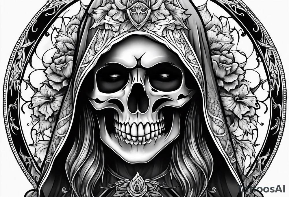lady skeleton grim reaper devil tattoo idea