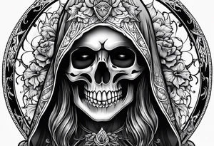 lady skeleton grim reaper devil tattoo idea