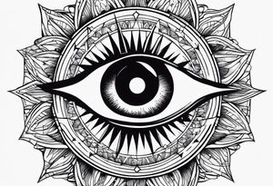 A eye, the moon on the right side, the sun on the left side tattoo idea
