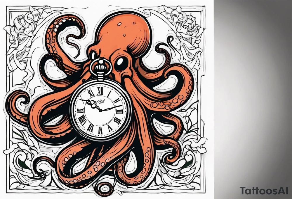 pocket watch being attacked by an aggressive octopus tattoo idea pocket watch being attacked by an aggressive octopus tattoo idea