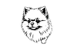 A silhouette stencil style drawing of a cute  Pomeranian tattoo idea