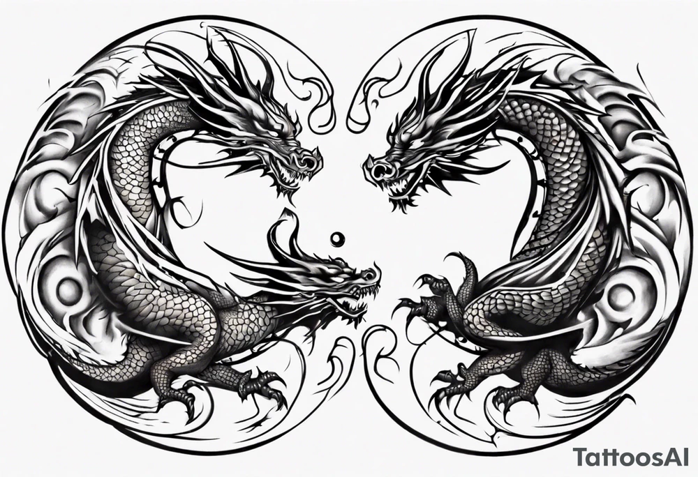 two dragons swirling to make a yin yang tattoo idea