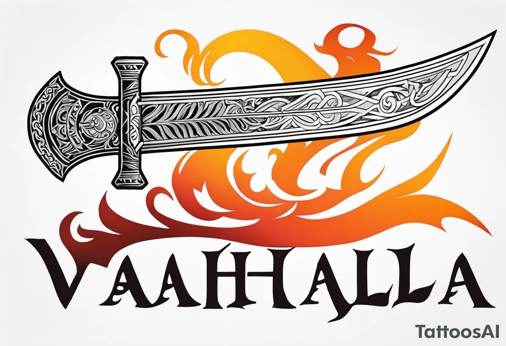 valhalla sword viking shipon fire tattoo idea
