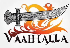 valhalla sword viking shipon fire tattoo idea