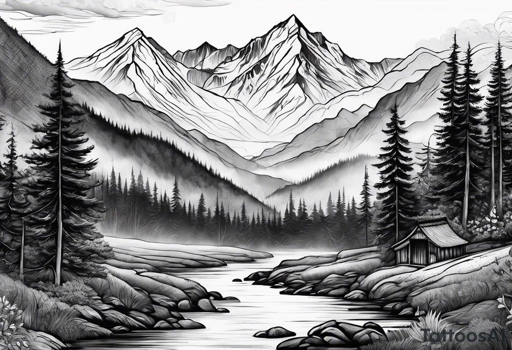 mountain landscape tattoo idea