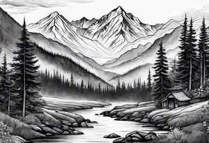 mountain landscape tattoo idea