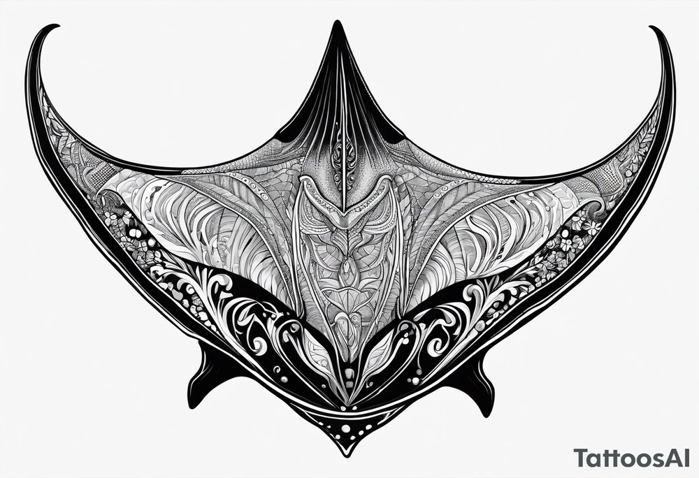 Manta ray swimming. Looking by the back tattoo idea